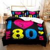 I Love The 80s Bedding Set Duvet Cover + 2 Pillowcases Retro 80s Neon Cassette Tape Pop Vintage Bedroom Decor