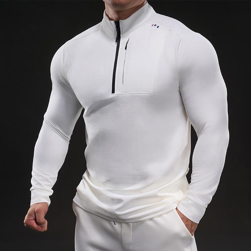 

New Spring Slim Elastic Long-sleeved Training Suit Casual and Fashionable Running Sports Fitness Outdoor T-shirt M белый