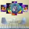 HD Printed Canvas Wall Art Poster Home Decor 5 Pieces Hindu Lord Ganesha Colourful Abstract Paintings Diwali Pictures