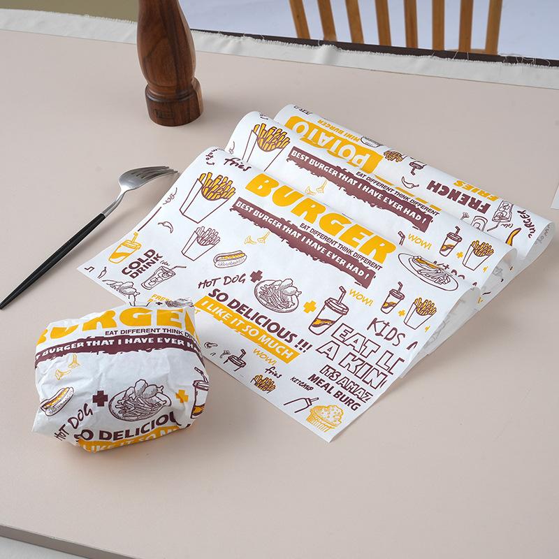 100 Fogli Carta Cerata Carta Grassa per Alimenti Carta da Imballaggio Carta per Avvolgere Pane Sandwich Hamburger Patatine Carta Oleata Strumenti per la Cottura