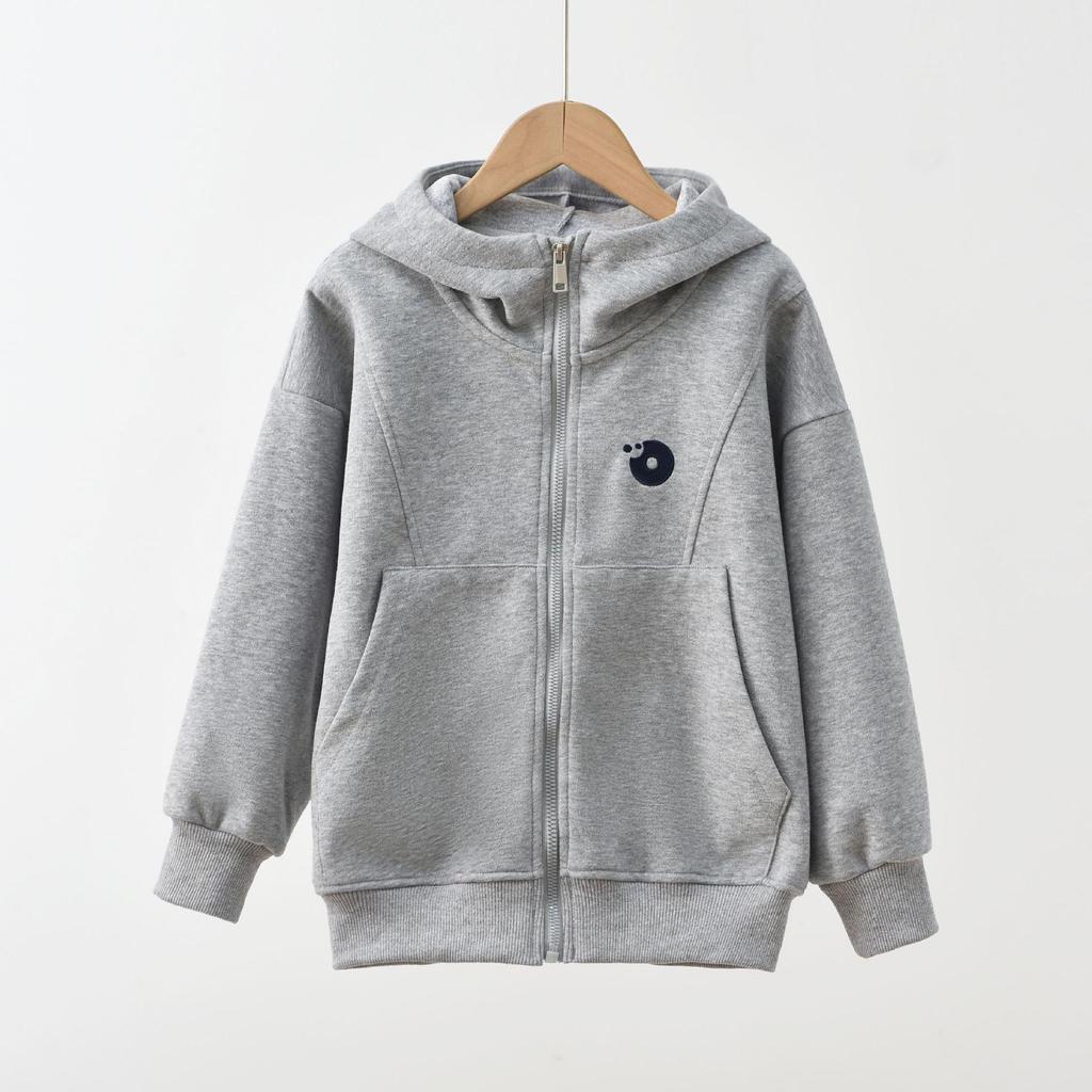 Autumn Children's Hooded Zip-Up Cardigan - Boys' & Girls' Casual Knitted Jacket, Versatile Hua Cotton Wear