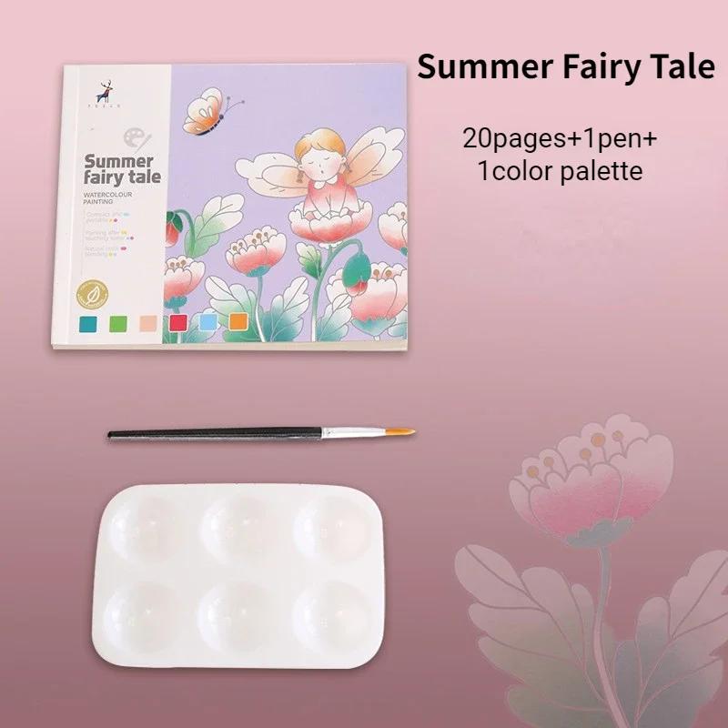 20Sheets Creative Watercolor Painting Book for Kids Fairy Tale Animal Flowers Gouache Graffiti Drawing Picture DIY Toy