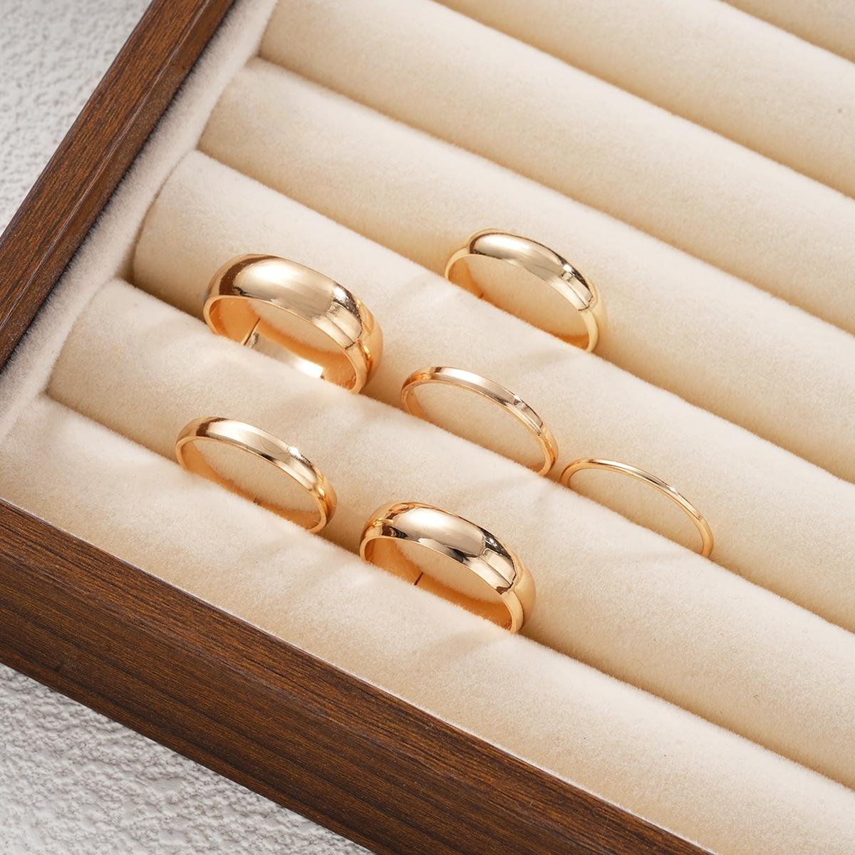 

6Pcs Minimalist Plain Band Ring Set For Women Gold Plated Stackable Simple Dainty Stacking Rings Daily Wear Jewelry Gifts 2026