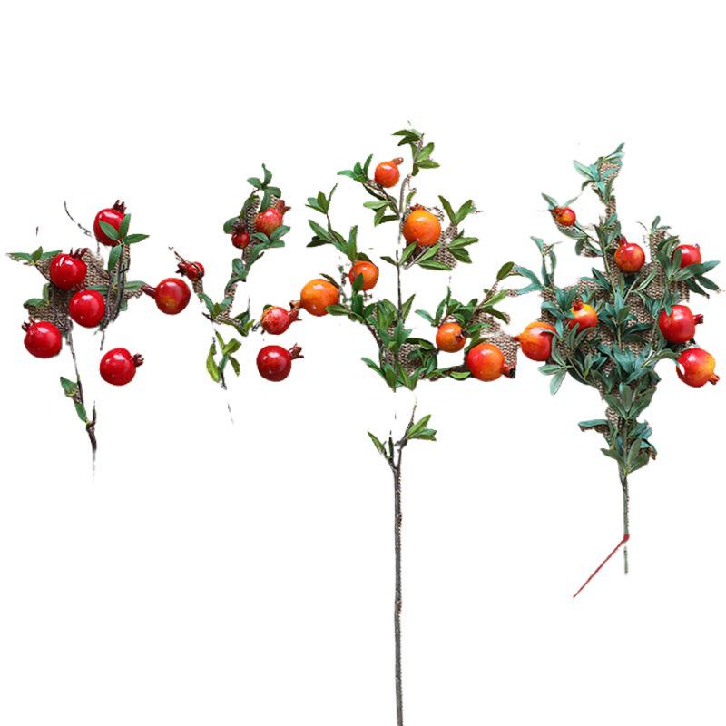 Prosperity Pomegranate Artificial Flower Arrangement for Living Room Decor - Realistic New Year Dried & Green Plant Ornament
