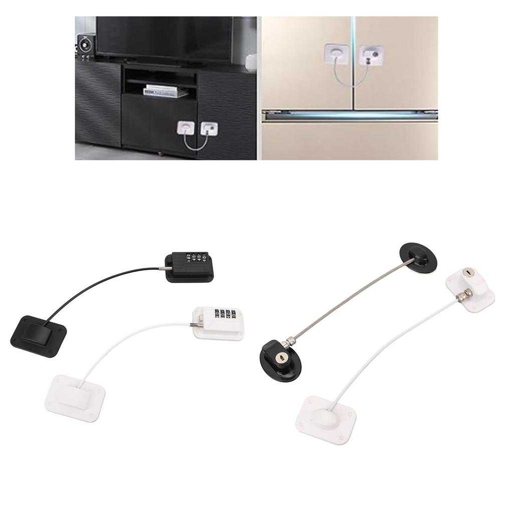 2PCS Set Refrigerator Lock Strong Adhesive Hole Free ABS Fridge Door Child Proof Lock for Cabinet