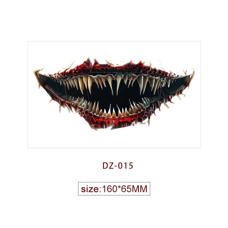 Halloween Mouth Tattoo Scary Clown Face Stickers Creepy Temporary Tattoos Waterproof Party Makeup Costume Props