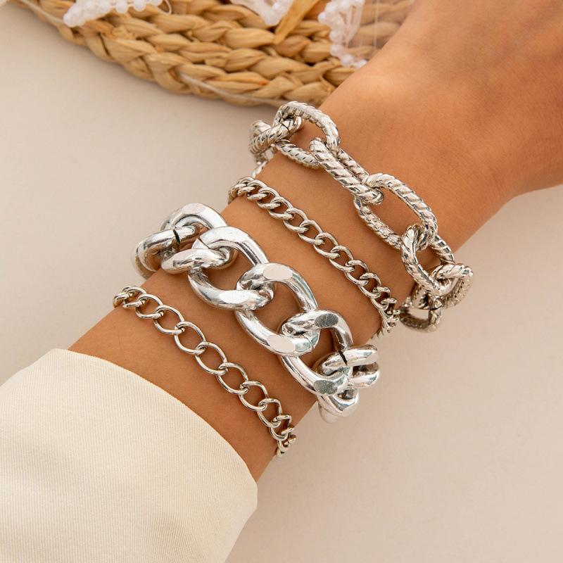 Exaggerated chain bracelet set, punk heart-shaped open bracelet bracelet wholesale