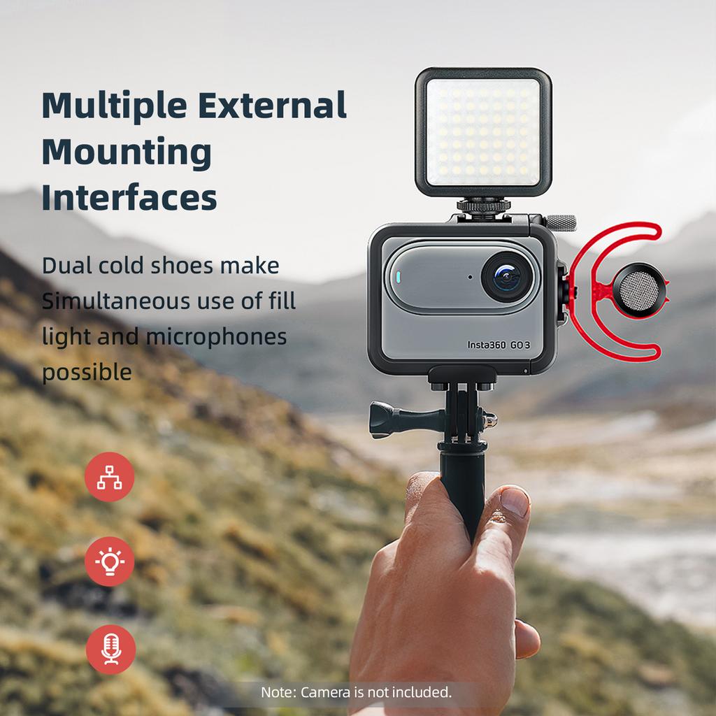 aMagisn AG01 Sports Camera Video Cage Camera Cage Aluminum Alloy with Dual Cold Shoe Mounts &
