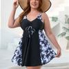 New European and American Plus Size Swimsuit Women's Conservative Skirt Split Swimsuit Spot