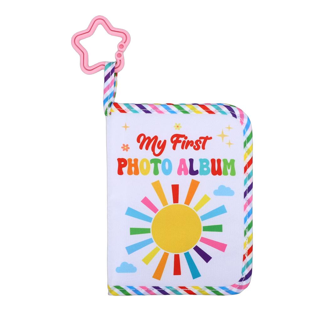 My First Photo Album Soft Toddlers Family Photo Book with Safe Mirror Holds 17 Pictures for Newborn Toddler