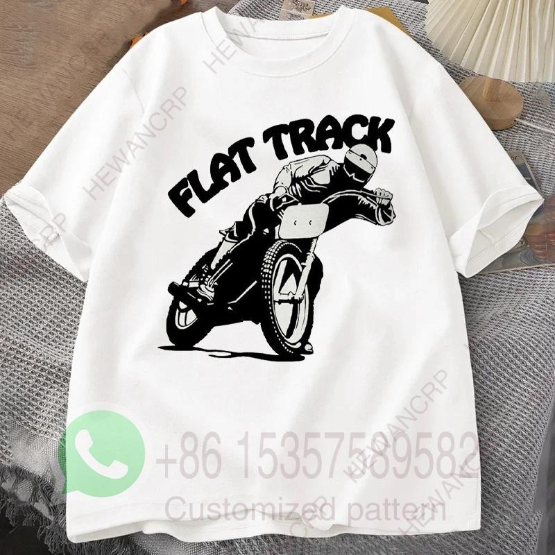 Flat Track Motorcycle Racing Tshirt Mens Tracksuit Cotton Casual Sportswear Crew Neck Pullover Short Sleeve Summer Streetwear