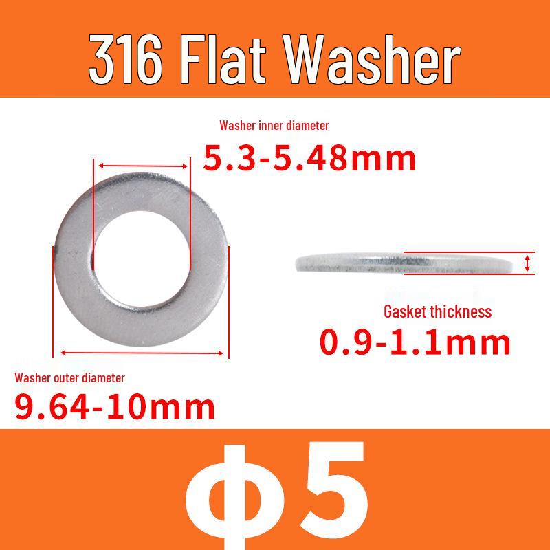 316 Stainless Steel Thickened Flat Round Washer DIN125, White Pickled Metal Washer