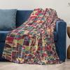 Geometric Mosaic Knit Blanket Square Pattern Soft Cozy Throw Blanket for Sofa Bed Decoration Gift
