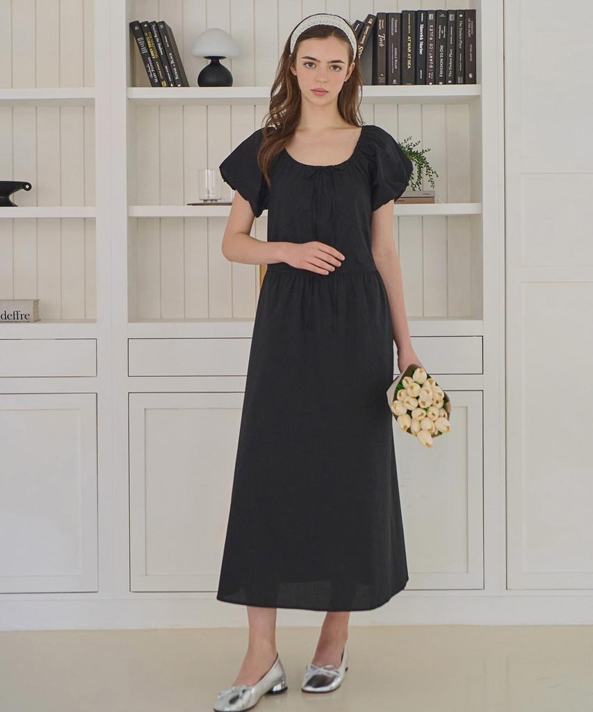 Slow Lolly Puff Shirring Long Dress_3 Colors
