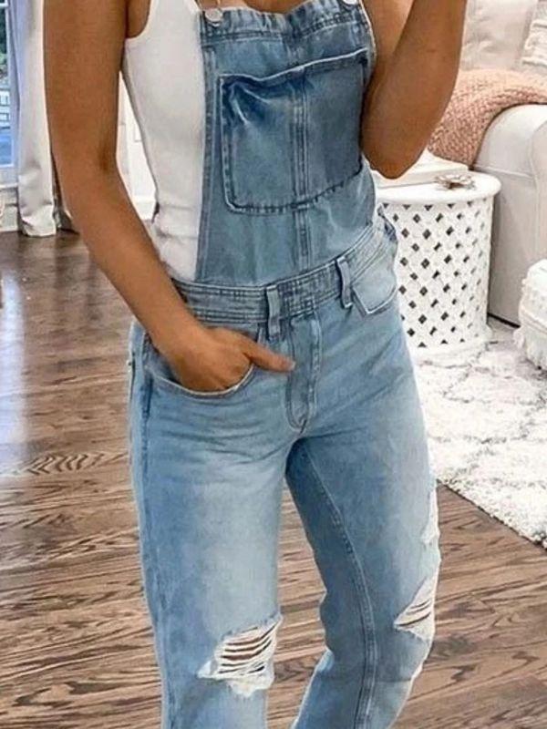 Pure 4 Colors Fashion Ladies Denim Kombinezon Długi Romper Spodnie na szelkach Kombinezony Dżinsy dla kobiet Plus Size
