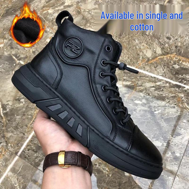 Men's High-Top Martin Boots - Autumn/Winter Warm Velvet, Retro British Style Genuine Leather