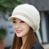 Women Casual Vintage Plush Skullcap Knitted Visor Beret Hat Beanie Hat