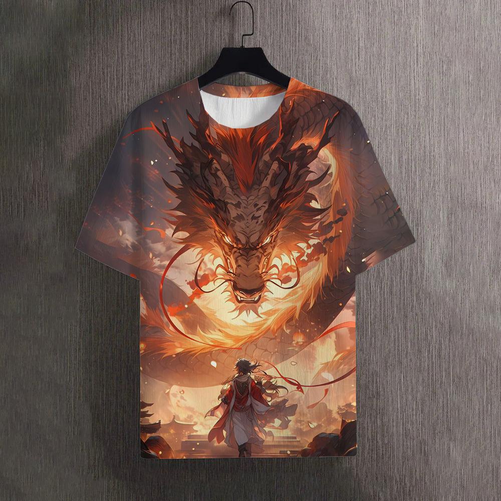 Pánská trička Léto Cool Animal Dragon Vzor 3D tisk Top Trička Dámské Streetwear Móda Tričko nadměrné velikosti Muži Oblečení