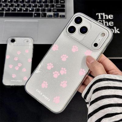 Pink Little Paws Glitter Soft Shell Phone Case for Apple 17 Pro Max