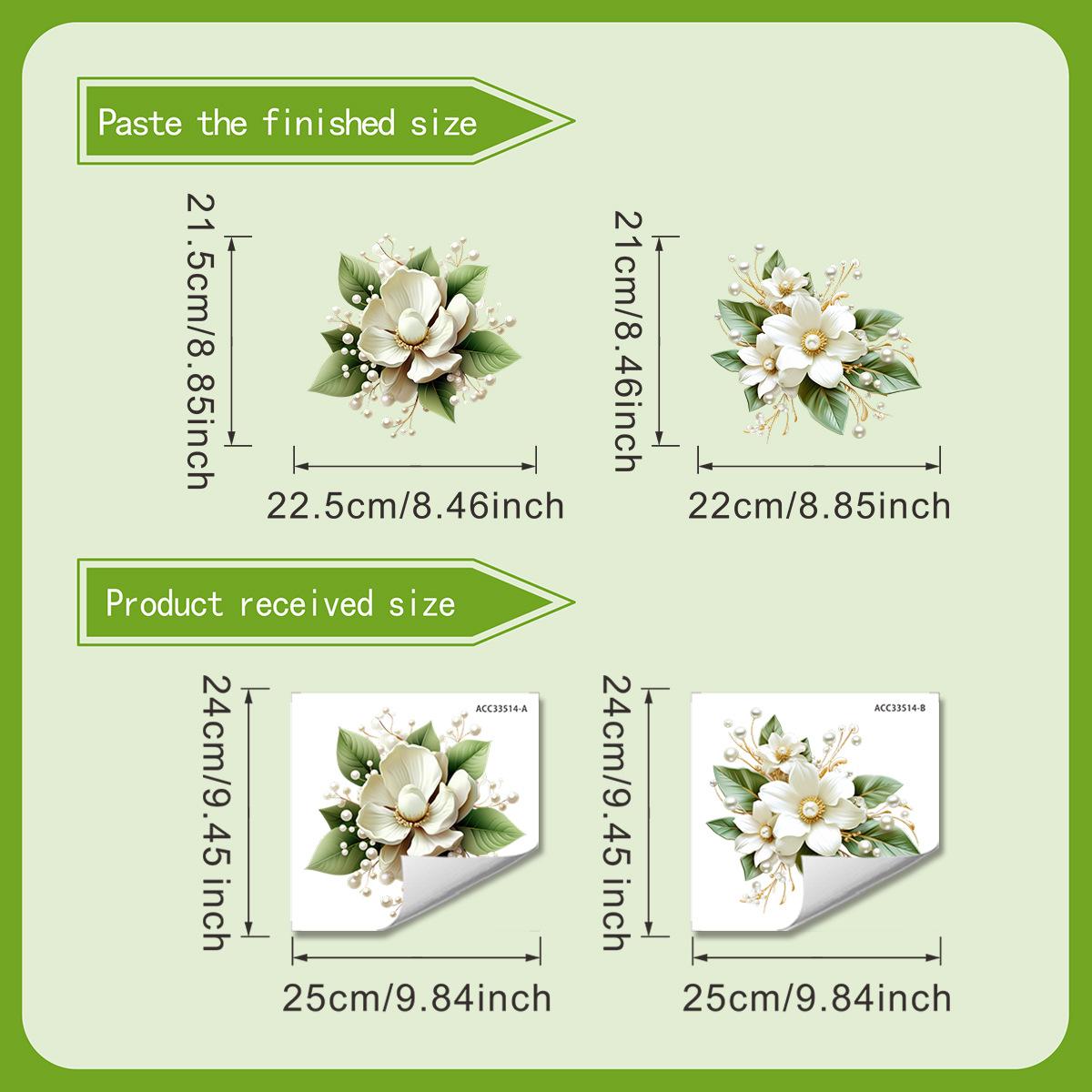 Light Luxury White Magnolia Pearl Toilet Decoration Sticker Self-adhesive Without Leaving Glue Waterproof Toilet 24x25cm 2 set