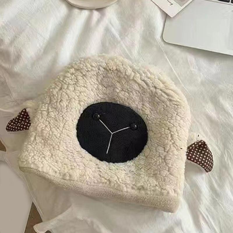 Plush Sheep Hat Sheep Ear Hat Cute Funny Beanie Sheep Ear Plush Beanie Little Devil Hat Skullies Beanie  Girl Funny Hat