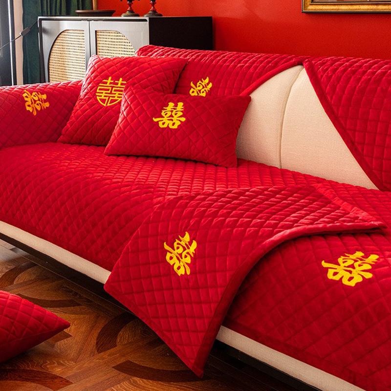 Daxi Wedding Celebration Sofa Cushion Four Seasons Universal Wedding Red High-End Sofa Cover Simple Modern Cushion...