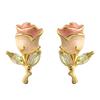 Party Jewelry Pink Rose Studs Earrings 925 Sterling Silver Needle Zircon Small Earrings  for Women