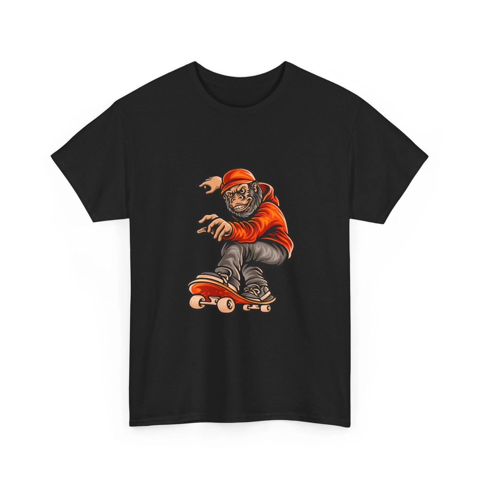 Skateboarding Monkey Tee | Retro Skateboard Graphic Shirt, Cool T-Shirt Style S