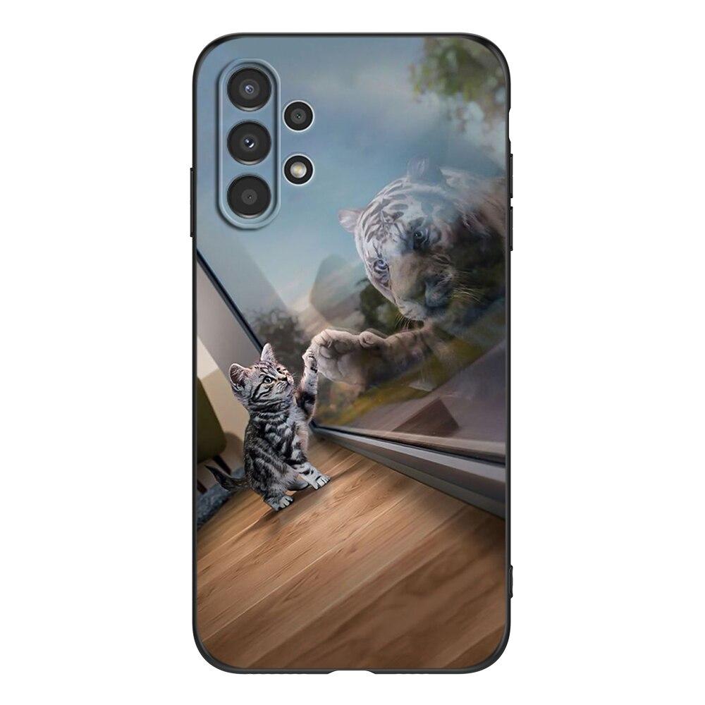 For Samsung A13 5G 4G Case Back Cover For Samsung Galaxy A13 5G 4G LTE Phone Soft Silicon Black Tpu Case Lion Wolf Tiger Dragon