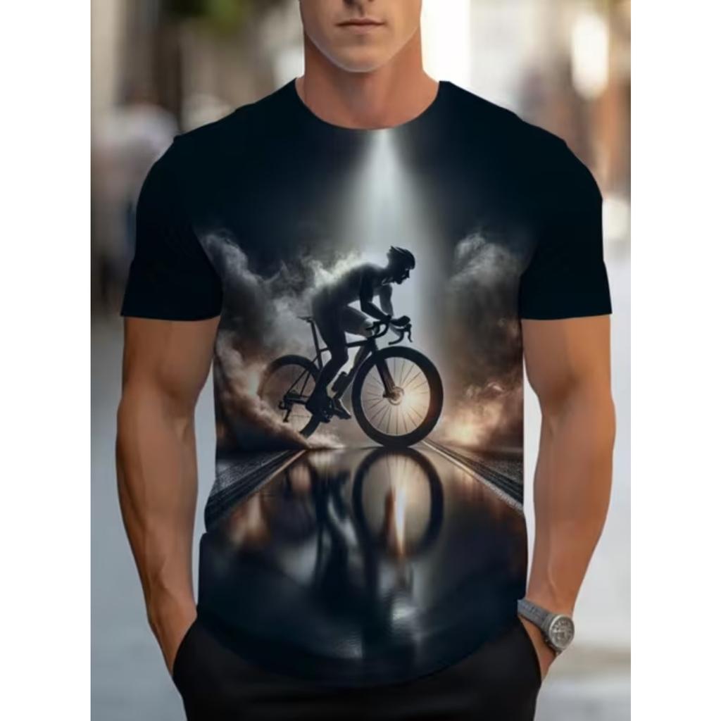 New Summer Men's Fashion T-shirt Personality Simple Pattern Printed Men's T-shirt Top