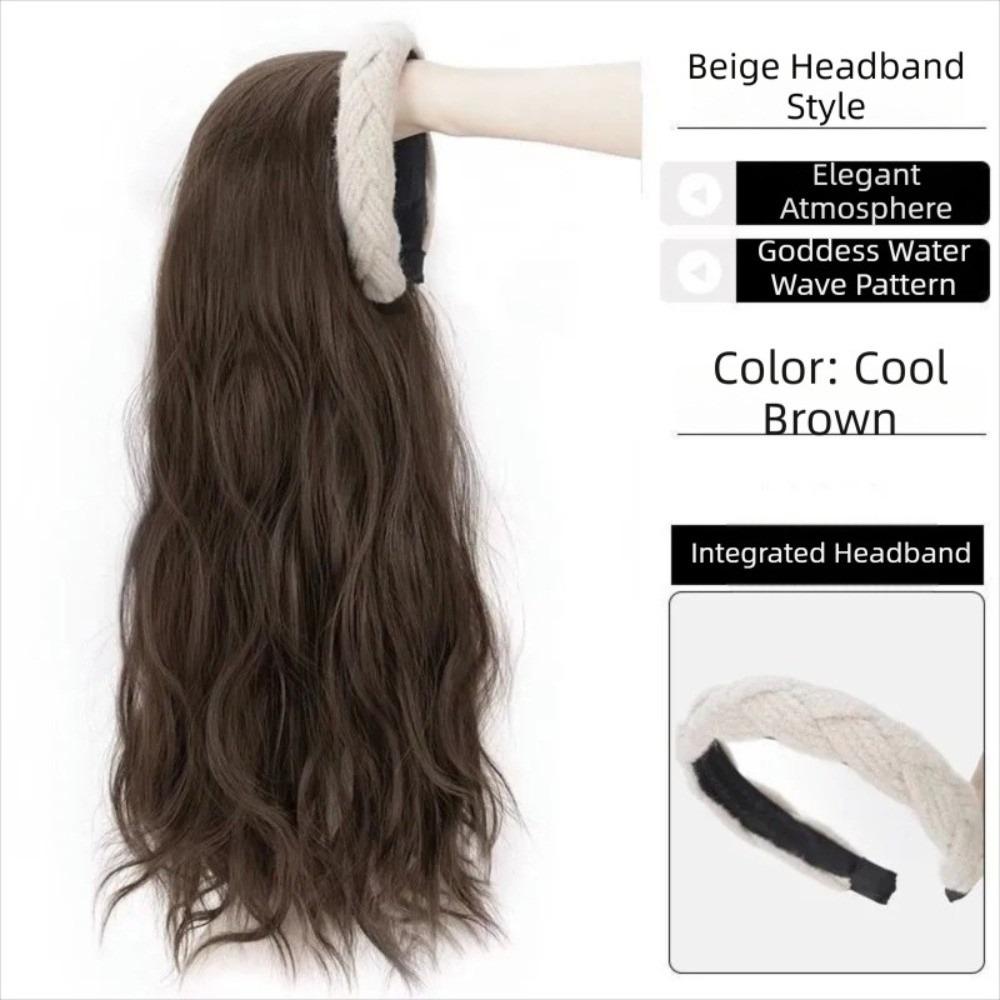 Hair Hoop Half Headband Wig Clip in Long Wavy Curly  Hair Wide Knit Headband Wig  Party