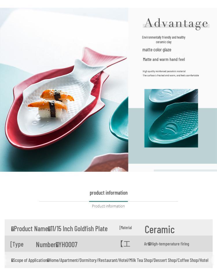 Nordic Style Ceramic Fish Plate for Breakfast & Western Cuisine