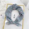 Floral Cotton Linen Silk Scarf: Women's Square Headband for Spring, Summer, Autumn - Korean Fresh Style