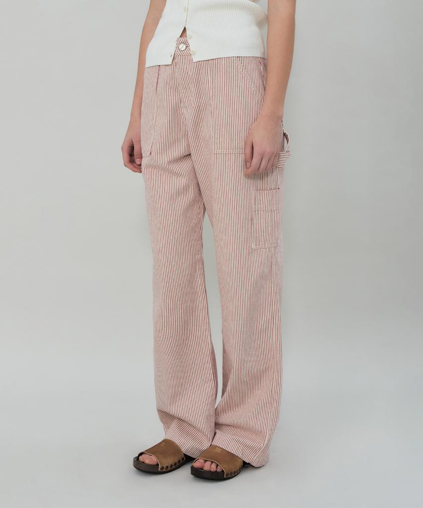 GROVE Cora Stripe Work Pants (Red)