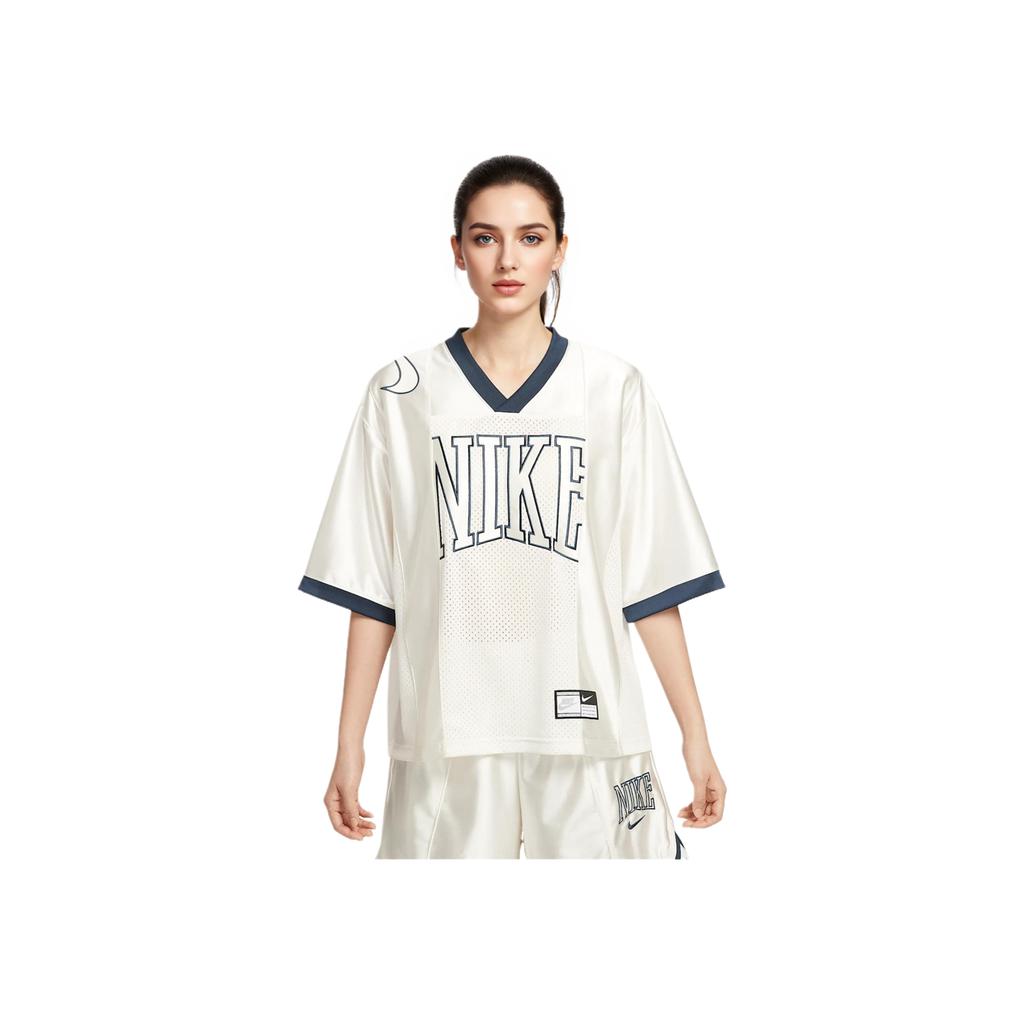 Nike Abbigliamento sportivo Comodo Moda Morbido Traspirante Maglietta a maniche corte Top da donna Bianco sporco HJ0281-133