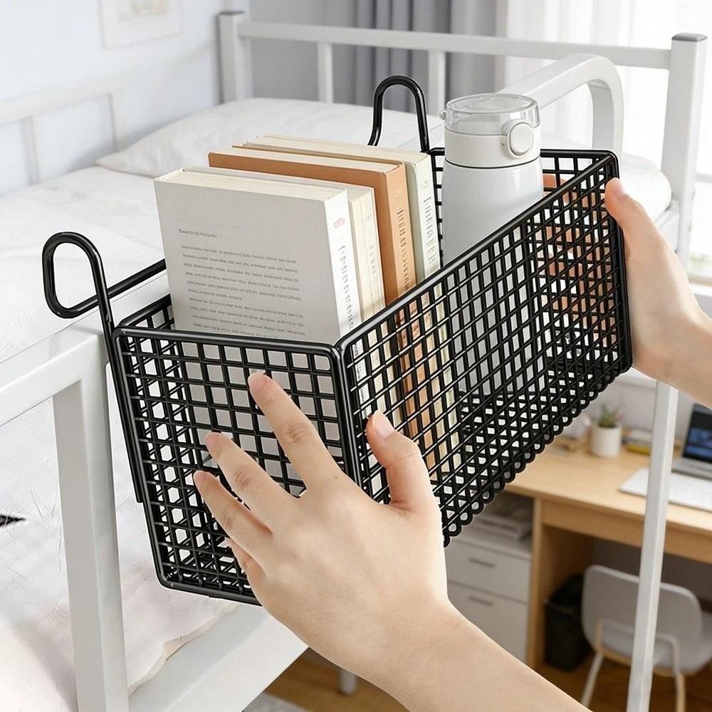 No Drill Space-Saving Shelf Hollow Door Bedroom Organizer Simple Bedside Hanging Basket  Bedroom