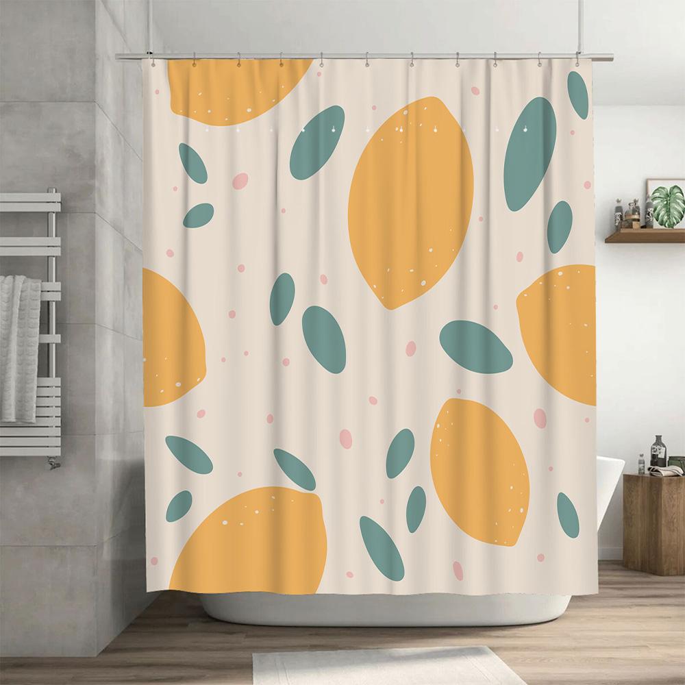 Leopard Print Shower Curtain Modern Decorative Design for Bathrooms Green Orange Leaves Pattern