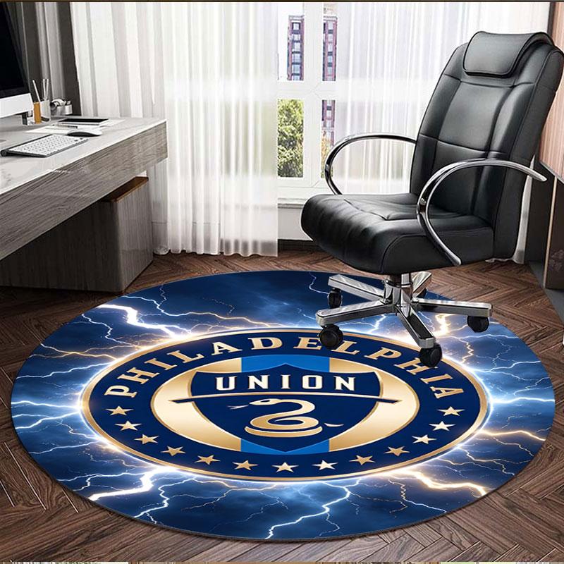 Philips Sports Union Print Round Rug, Washable Floor Carpet, For Entryway Dorm Laundry Room Office Study, Home Decor Birthday Christmas Gift
