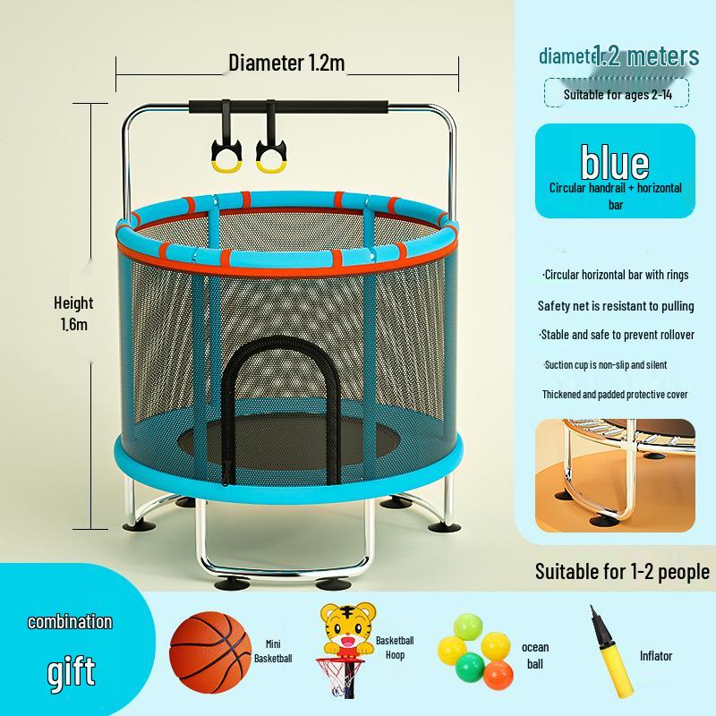 Indoor Family Trampoline with Safety Net for Kids and Adults