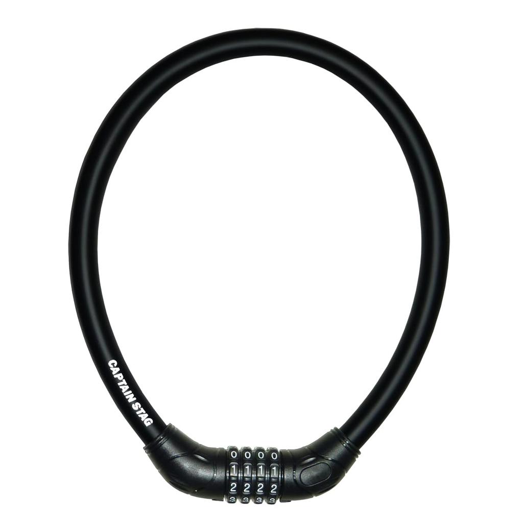 Captain Stag Bicycle Extra Thick Wire 60cm Wire Adjustable Lock, 4-Dial Lock, Length/18mm Diameter/73cm Circumference, Dial, Straight, Black, Y-4298