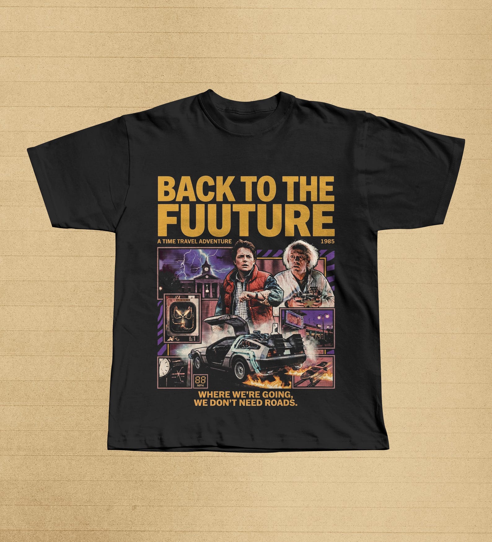 Back to the Future T-Shirt, DeLorean 80s Movie Graphic Tee 2XL