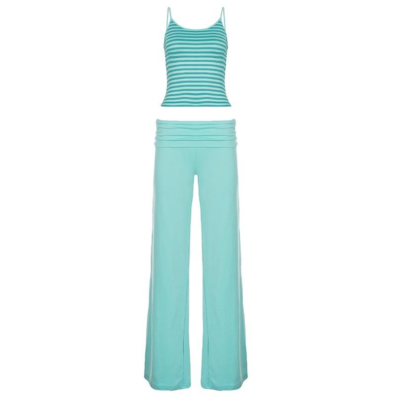 Womens Streetwear Set: Colorful Striped Spaghetti