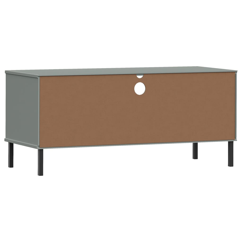 Oslo TV Stand with Metal Legs Grey Solid Pine Wood