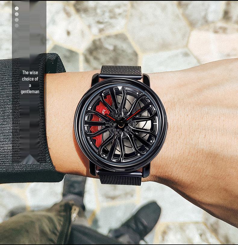 Sanda 1057 Men's Quartz Watch: Hollow Design with Mesh Strap
