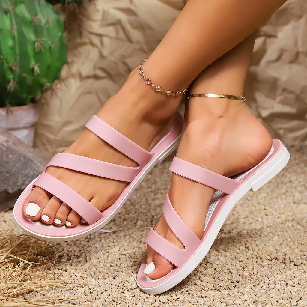 Summer New Flat-bottomed Cool Slippers Seaside Beach Shoes Flat-heeled Casual Women's Slippers