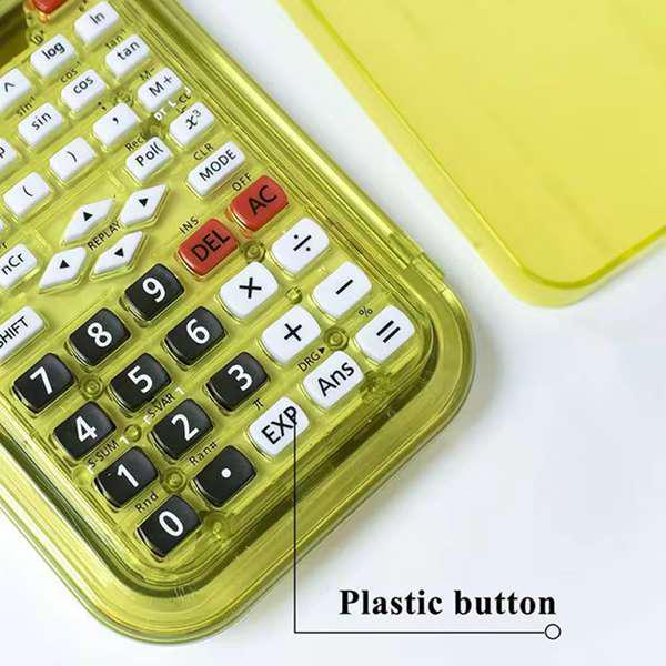 

Yellow Multifunctional Scientific Calculator with Transparent Plastic Pencil Case Other
