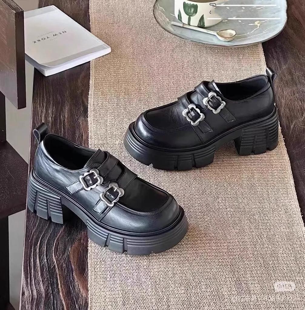 British Style Loafers Women's 2025 Spring New Heightened Platform Thick Heel Retro Mary Jane Single Shoes Small Leather Shoes Women