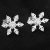 European & American S925 Silver Plated Snowflake Flower Stud Earrings for Women - Romantic & Sweet Christmas Fashion.