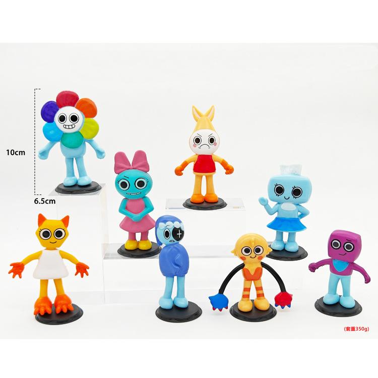 8 pçs/set Anime Dandy's World Action Figure Toy Cartoon Dandy World Horror Jogo PVC Modelo Boneca Estatuetas Crianças Presente d