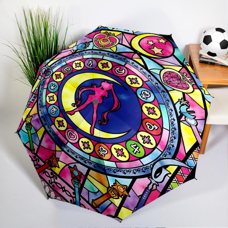 Sai-lor Anime Characters Umbrella Folding Umbrella, Automatic Umbrella 8-Frame for Travel, Camping Use Gift for Halloween Christmas